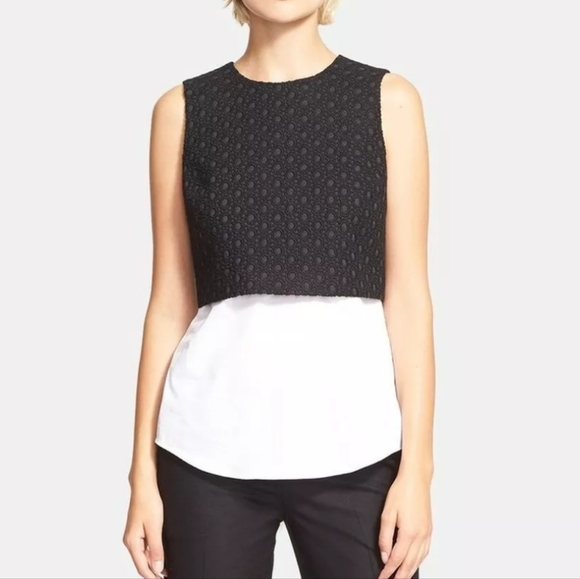 THEORY Yuranda Black Eyelet Tank Sz S - Picture 2 of 11